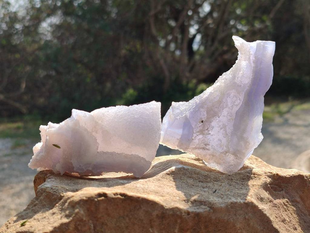 Natural Etched Blue Chalcedony Specimens x 12 From Nsanje, Malawi - Toprock Gemstones and Minerals 