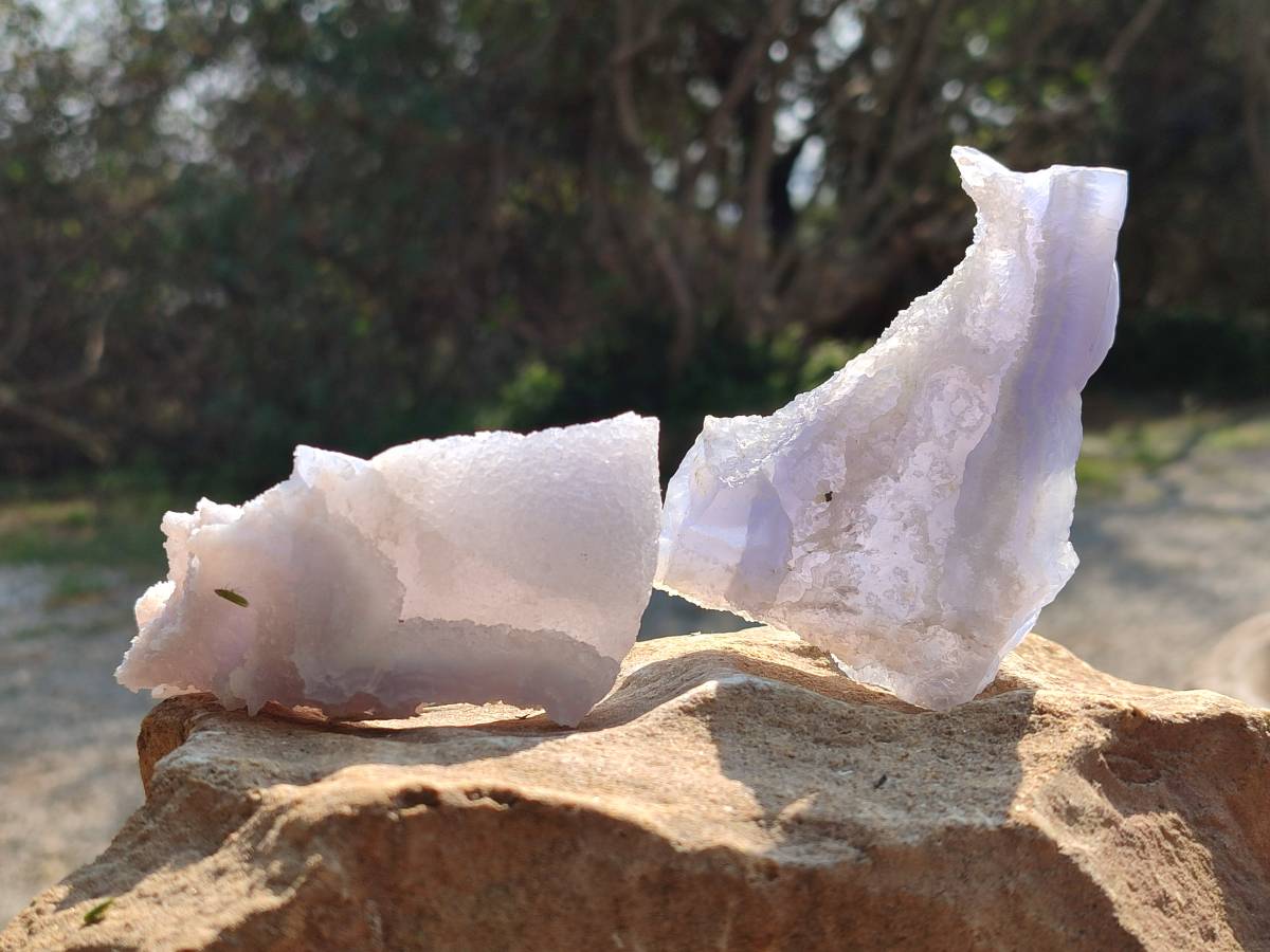 Natural Etched Blue Chalcedony Specimens x 12 From Nsanje, Malawi - Toprock Gemstones and Minerals 