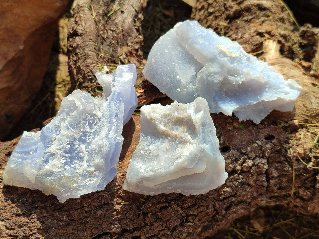 Natural Etched Blue Chalcedony Specimens x 12 From Nsanje, Malawi - Toprock Gemstones and Minerals 