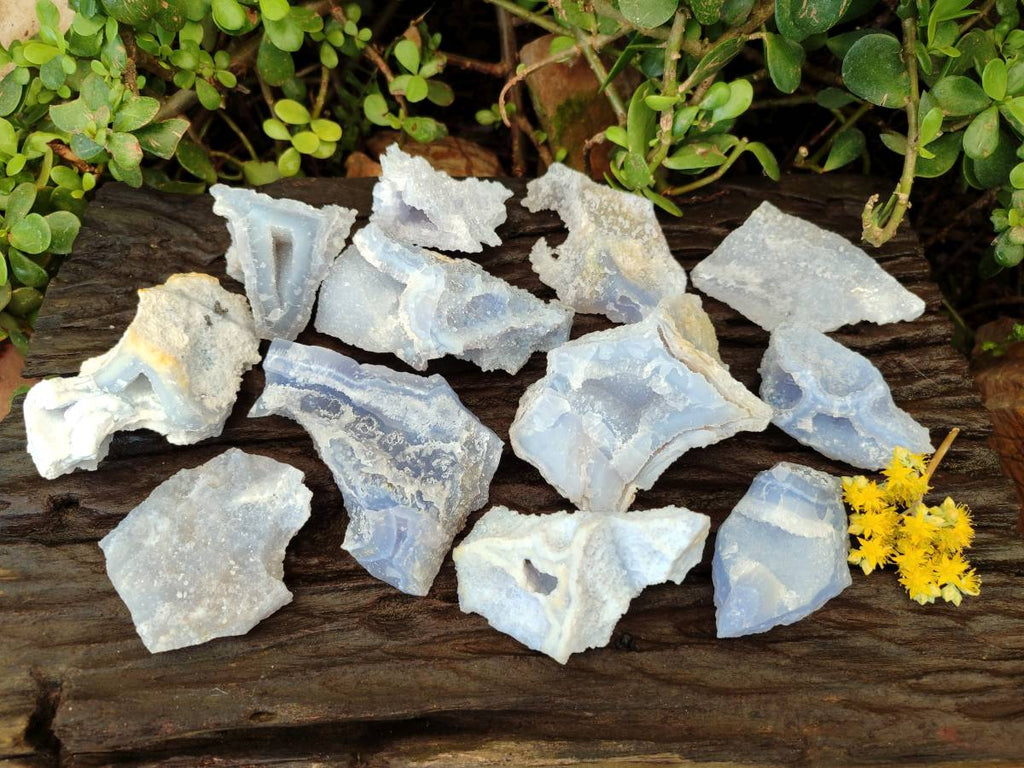 Natural Etched Blue Chalcedony Specimens x 12 From Nsanje, Malawi - Toprock Gemstones and Minerals 