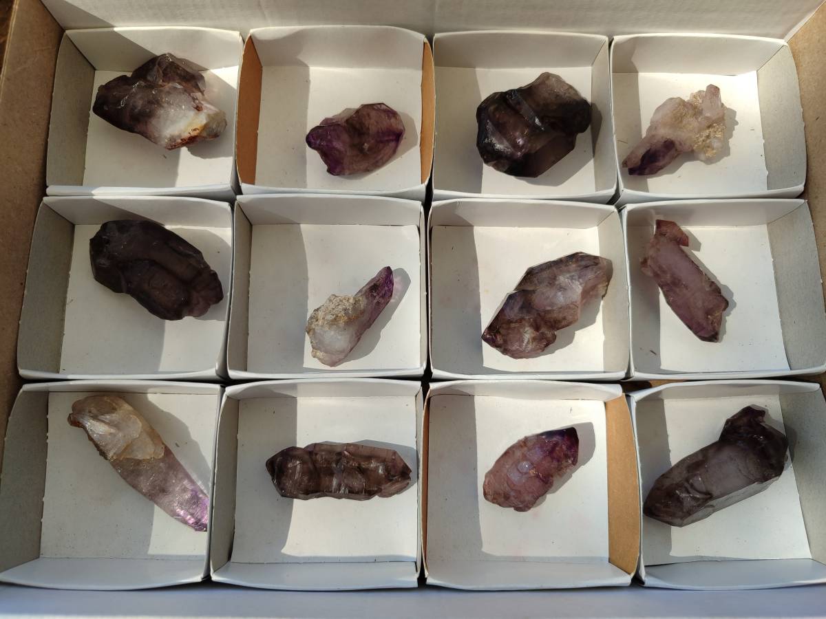 Natural Window Amethyst Crystals x 12 From Chiredzi, Zimbabwe - Toprock Gemstones and Minerals 