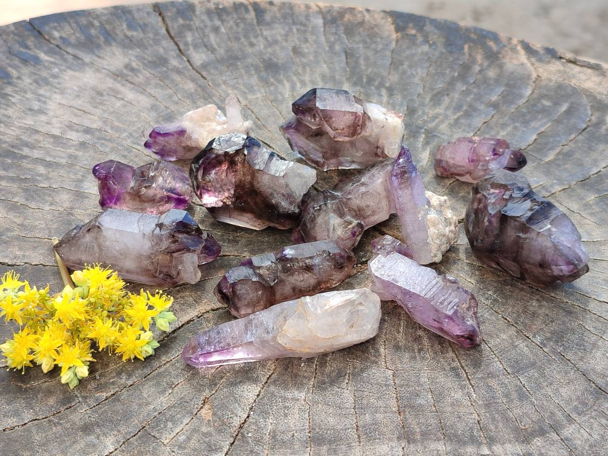 Natural Window Amethyst Crystals x 12 From Chiredzi, Zimbabwe - Toprock Gemstones and Minerals 