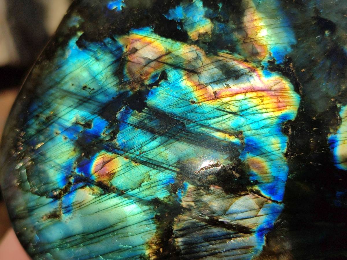 Polished Labradorite Hearts x 2 From Tulear, Madagascar - Toprock Gemstones and Minerals 