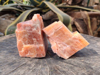 Natural Sunset Orange Calcite Specimens x 4 From Spitzkop, Namibia