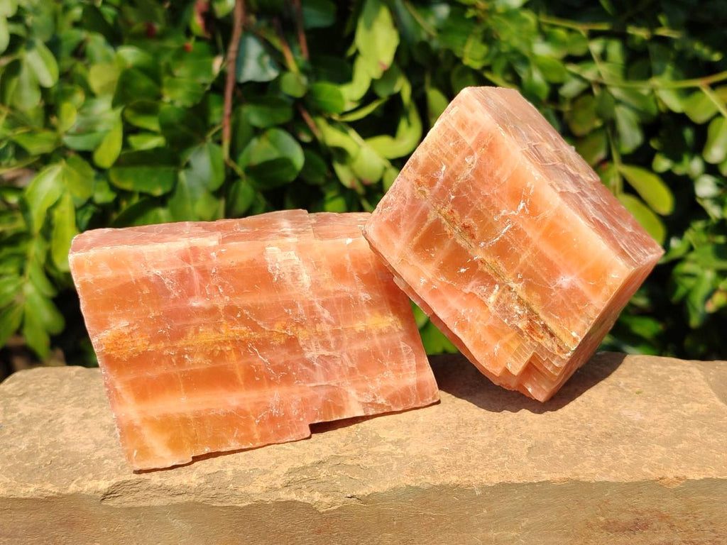 Natural Sunset Orange Calcite Specimens x 4 From Spitzkop, Namibia - Toprock Gemstones and Minerals 