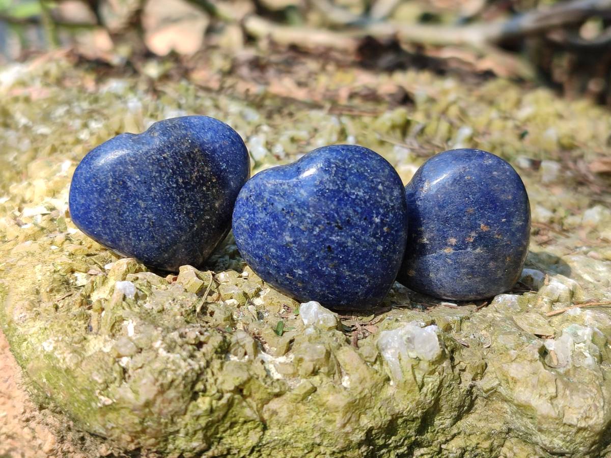 Polished Mini Lazulite Hearts x 35 From Madagascar - Toprock Gemstones and Minerals 