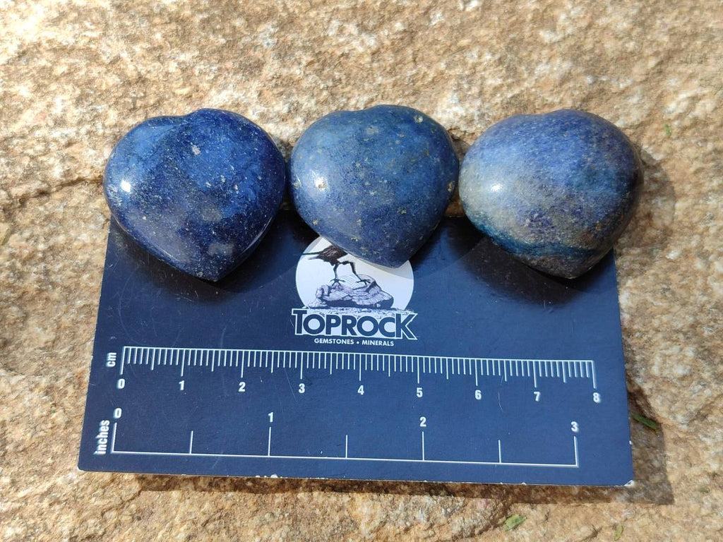 Polished Mini Lazulite Hearts x 35 From Madagascar - Toprock Gemstones and Minerals 