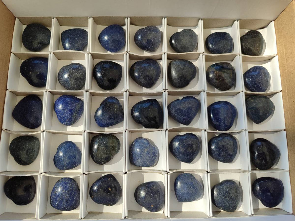 Polished Mini Lazulite Hearts x 35 From Madagascar - Toprock Gemstones and Minerals 