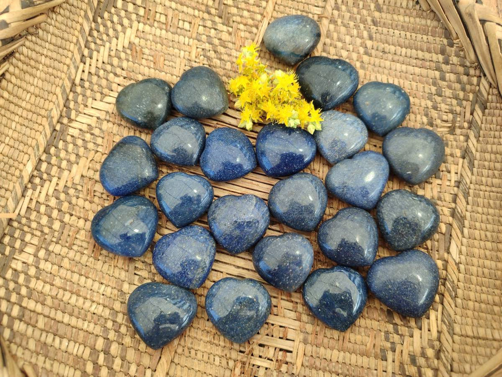 Polished Mini Lazulite Hearts x 35 From Madagascar - Toprock Gemstones and Minerals 