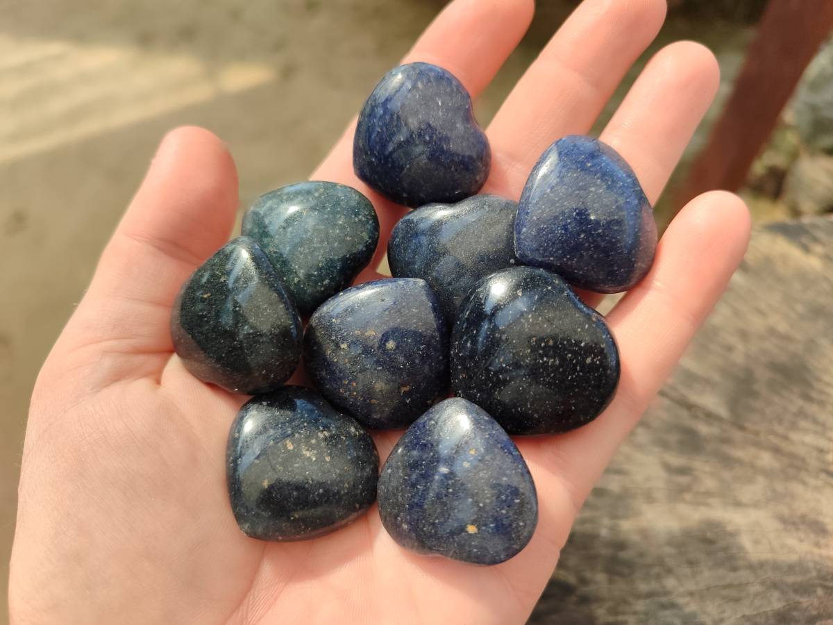 Polished Mini Lazulite Hearts x 35 From Madagascar - Toprock Gemstones and Minerals 