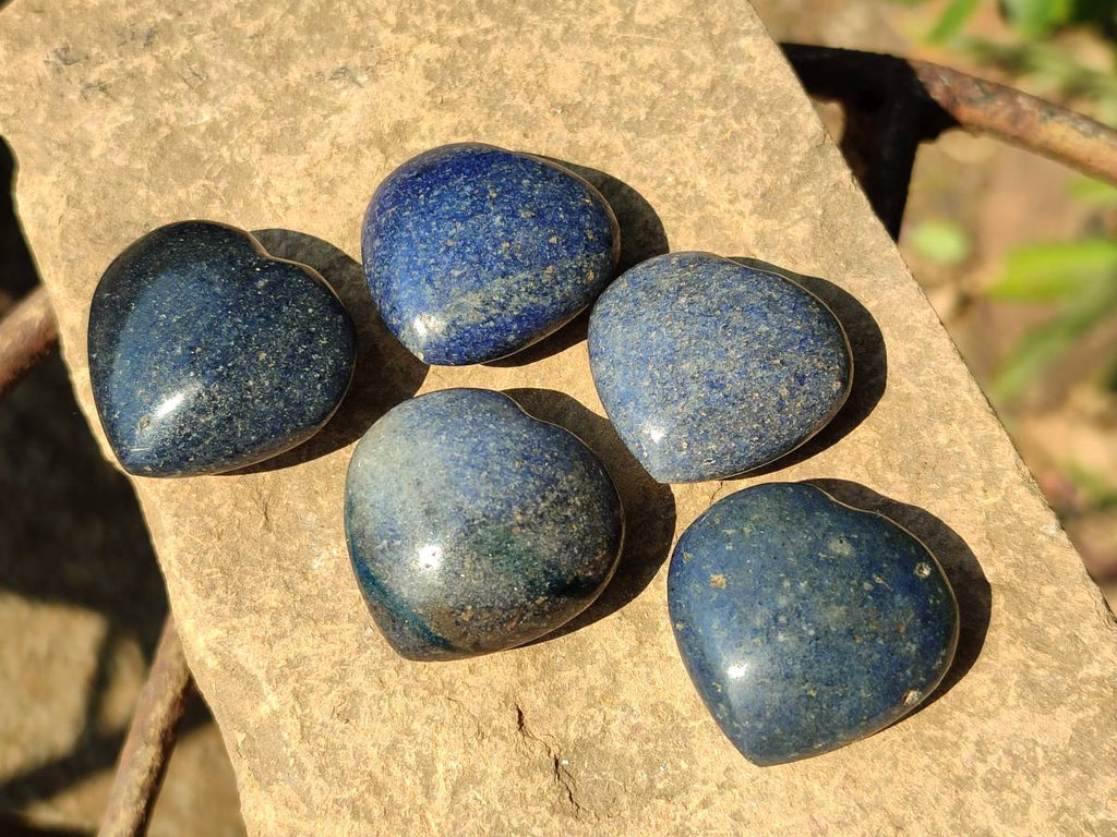 Polished Mini Lazulite Hearts x 35 From Madagascar - Toprock Gemstones and Minerals 
