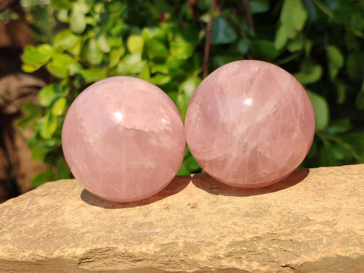 Polished Rose Quartz Spheres x 4 From Madagascar - Toprock Gemstones and Minerals 