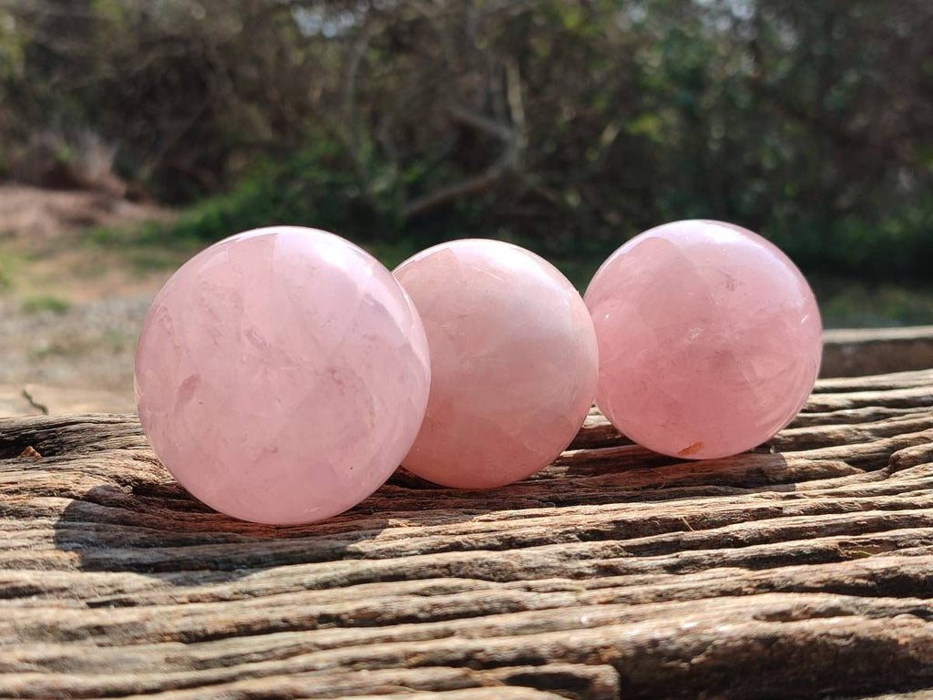 Polished Rose Quartz Spheres x 4 From Madagascar - Toprock Gemstones and Minerals 