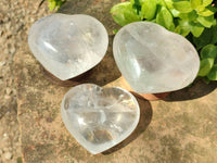 Polished Clear Quartz Hearts x 4 From Madagascar