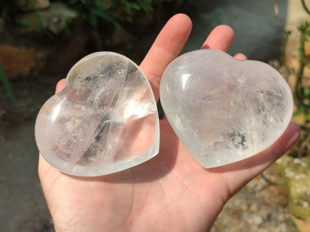 Polished Clear Quartz Hearts x 4 From Madagascar - Toprock Gemstones and Minerals 