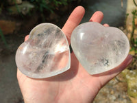 Polished Clear Quartz Hearts x 4 From Madagascar
