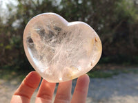 Polished Clear Quartz Hearts x 4 From Madagascar