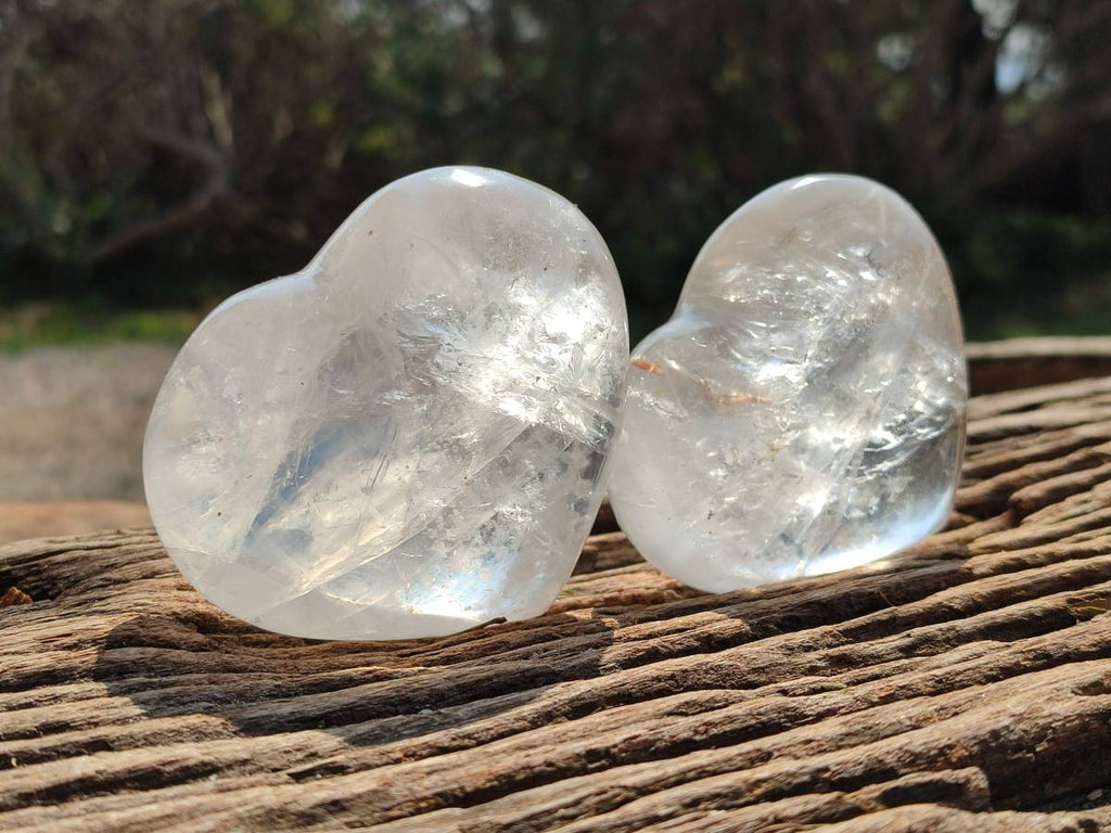 Polished Clear Quartz Hearts x 4 From Madagascar - Toprock Gemstones and Minerals 