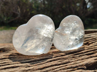 Polished Clear Quartz Hearts x 4 From Madagascar