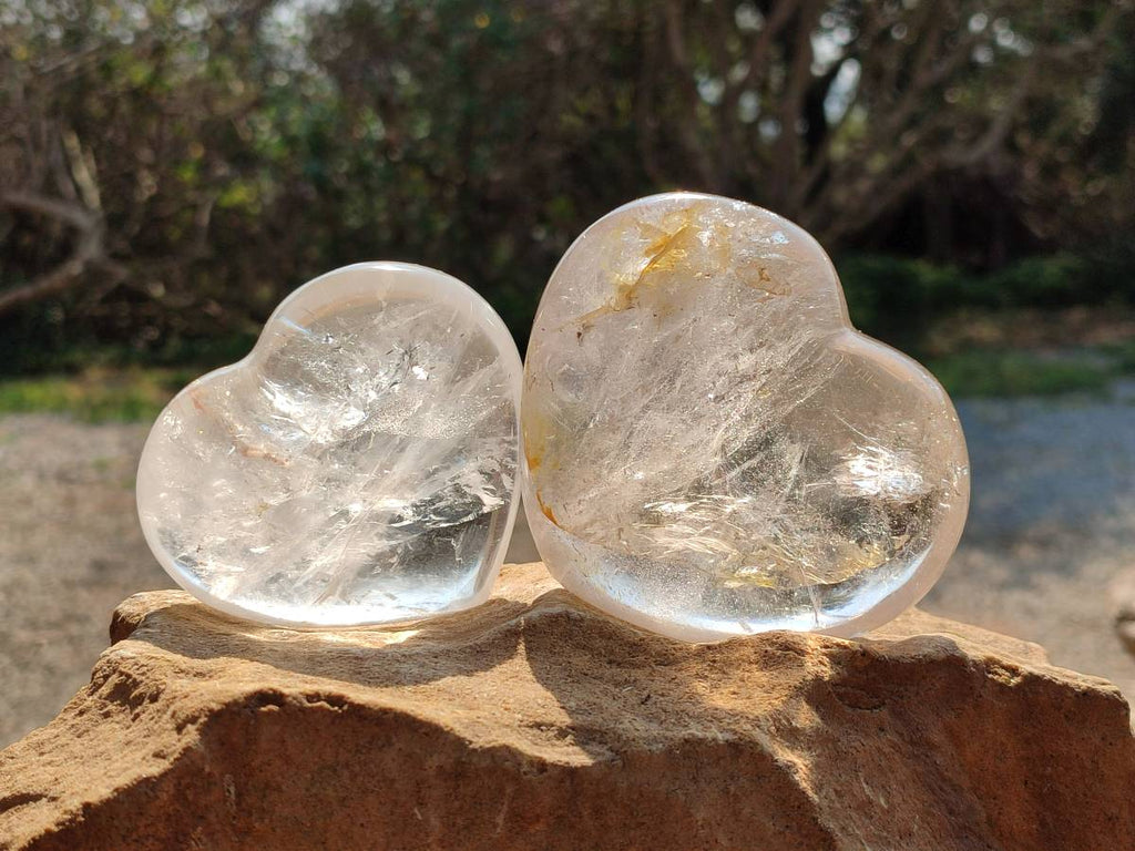 Polished Clear Quartz Hearts x 4 From Madagascar - Toprock Gemstones and Minerals 
