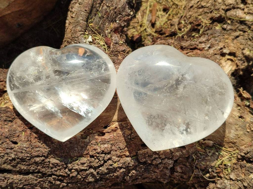 Polished Clear Quartz Hearts x 4 From Madagascar - Toprock Gemstones and Minerals 