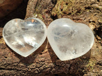 Polished Clear Quartz Hearts x 4 From Madagascar