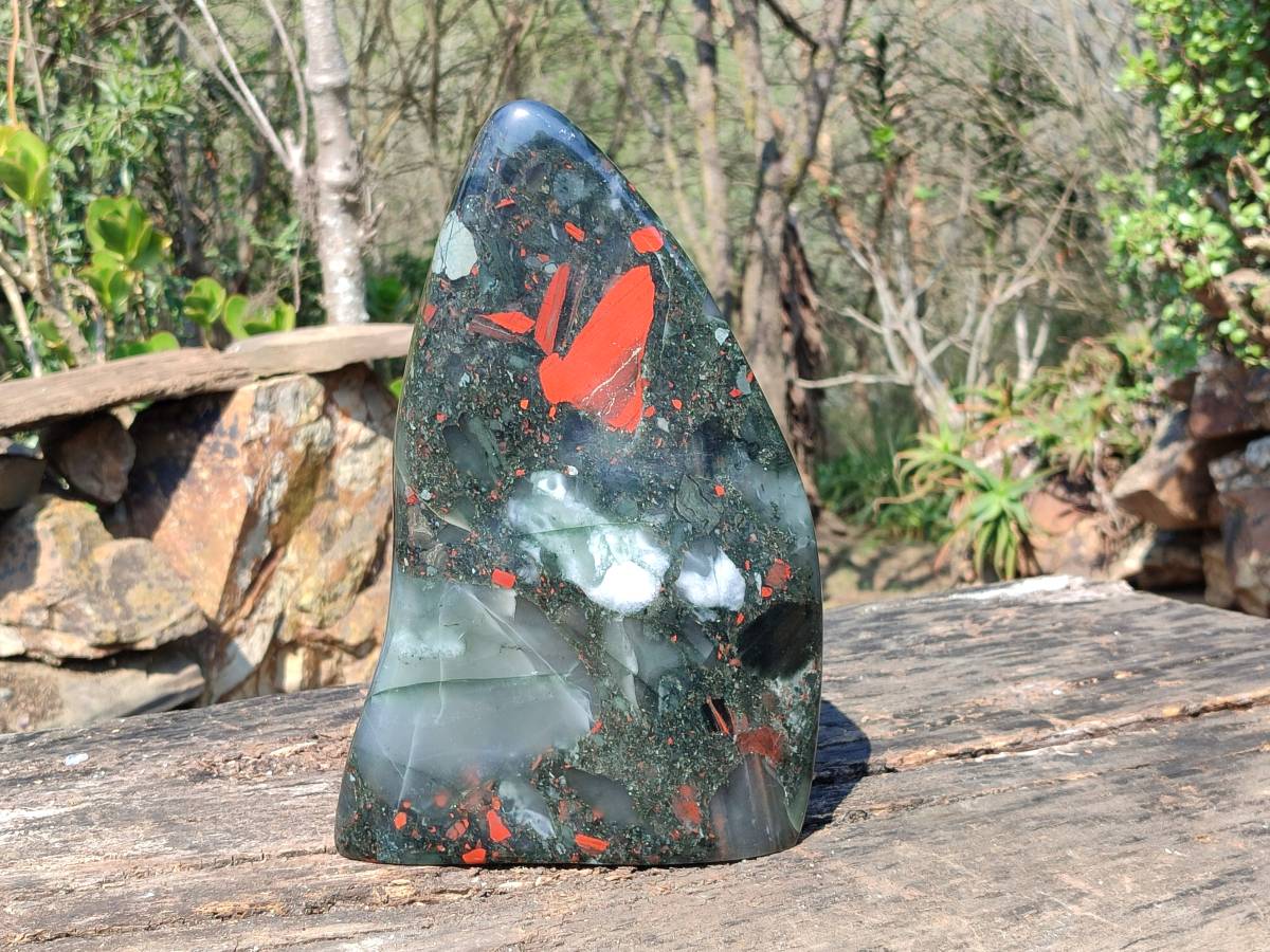 Polished Bloodstone Standing Free Form x 1 From Swaziland - Toprock Gemstones and Minerals 