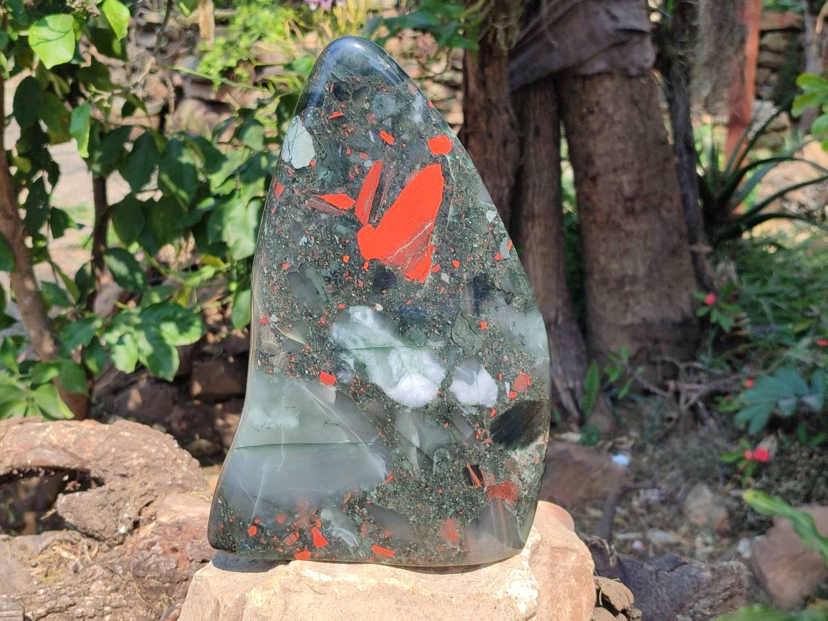 Polished Bloodstone Standing Free Form x 1 From Swaziland - Toprock Gemstones and Minerals 
