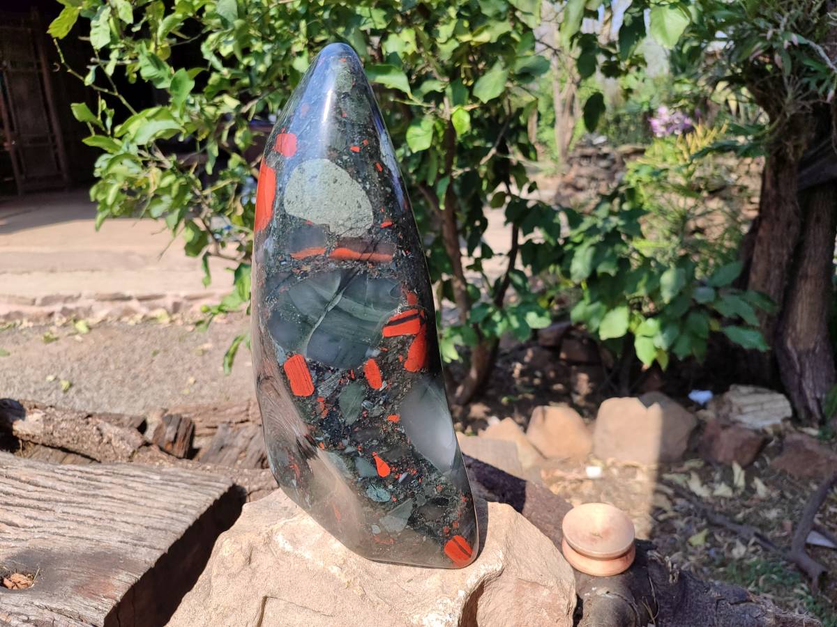 Polished Bloodstone Standing Free Form x 1 From Swaziland - Toprock Gemstones and Minerals 