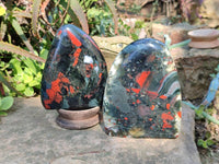 Polished Bloodstone Standing Free Forms x 2 From Swaziland
