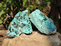 Natural Drusy Chrysocolla Specimens x 3 From Congo
