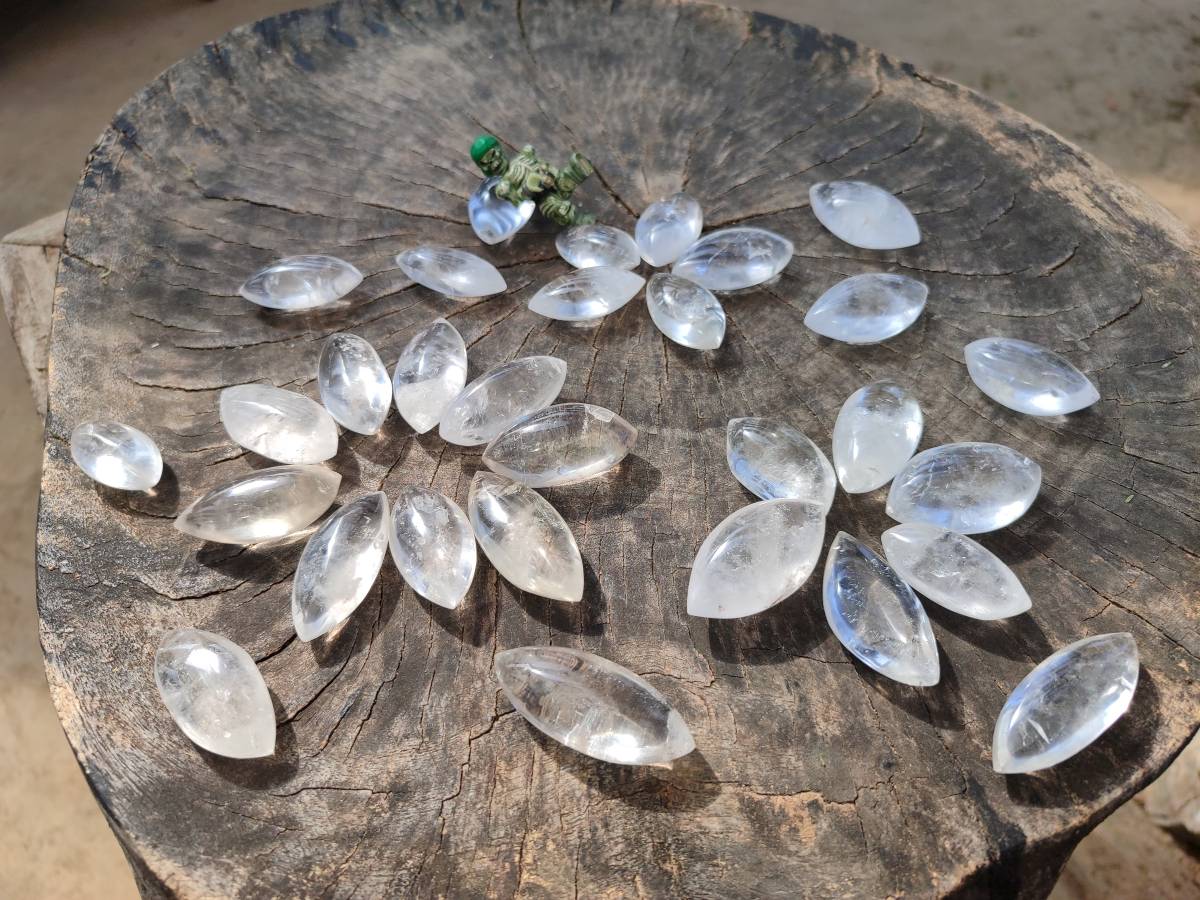 Polished Clear Quartz "Angel Tears" Pendant Pieces x 35 From Madagascar - Toprock Gemstones and Minerals 