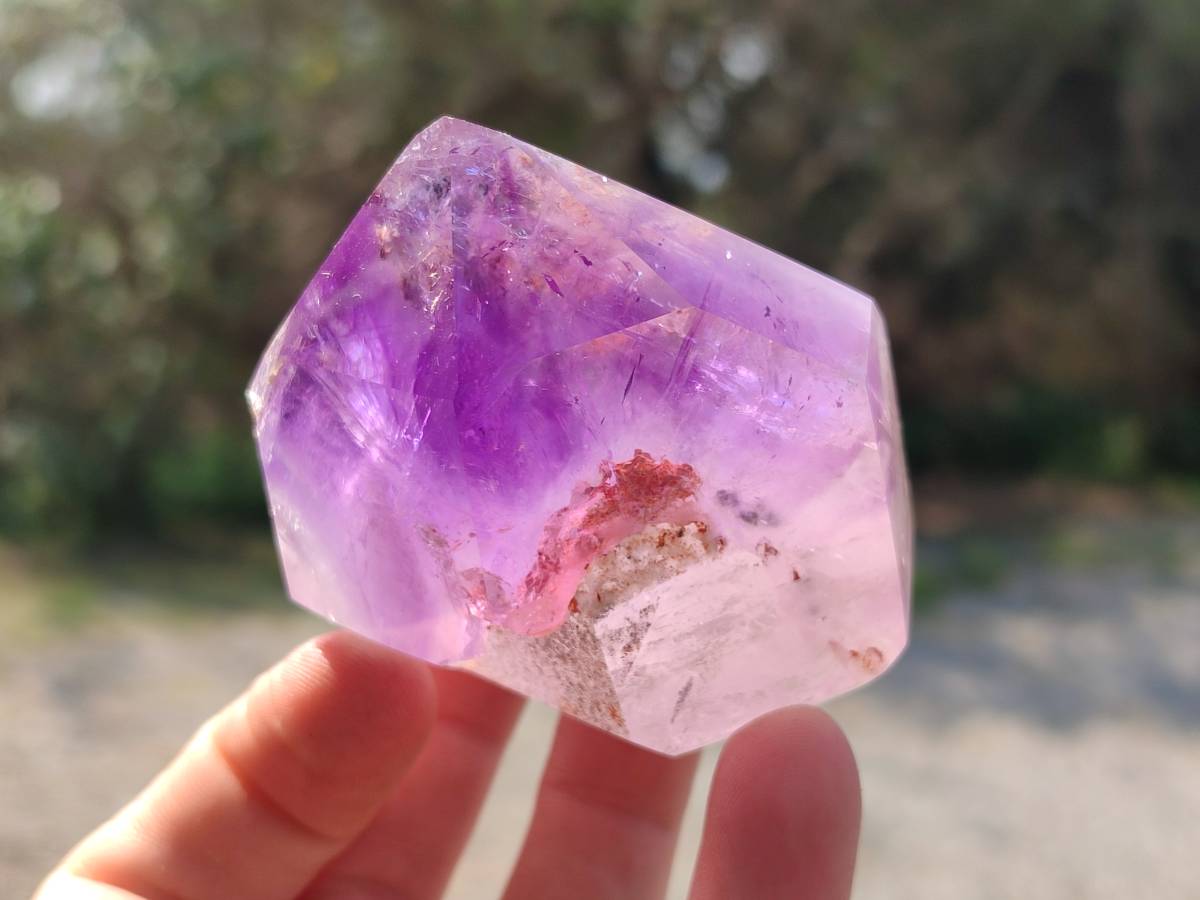 Polished Window Amethyst Crystals x 6 From Madagascar - Toprock Gemstones and Minerals 