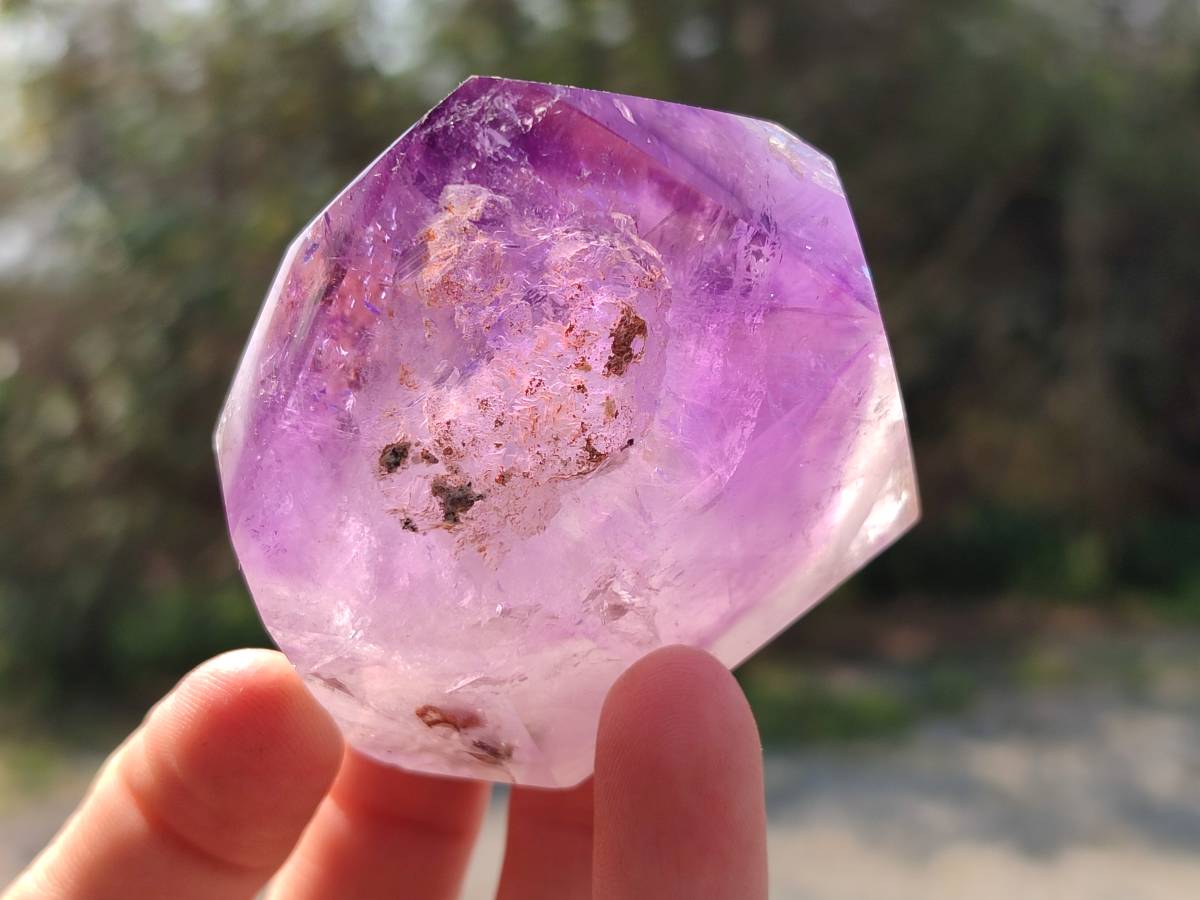 Polished Window Amethyst Crystals x 6 From Madagascar - Toprock Gemstones and Minerals 