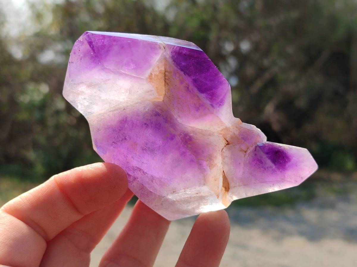 Polished Window Amethyst Crystals x 6 From Madagascar - Toprock Gemstones and Minerals 