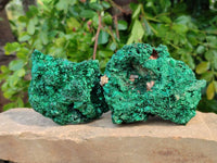 Natural Silky Malachite Specimens x 4 From Kasompe, Congo