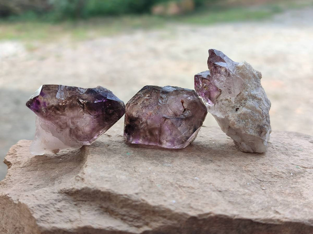 Natural Window Amethyst Crystals x 12 From Chiredzi, Zimbabwe - Toprock Gemstones and Minerals 