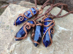 Hand Made Copper Wire Wrapped Sodalite Pendants x 6 From Namibia - Toprock Gemstones and Minerals 