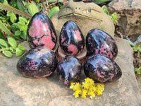 Polished Rhodonite Eggs x 6 From Madagascar