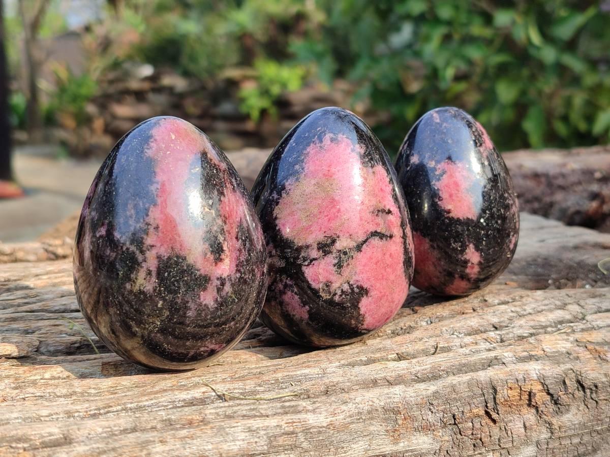 Polished Rhodonite Eggs x 6 From Madagascar - Toprock Gemstones and Minerals 