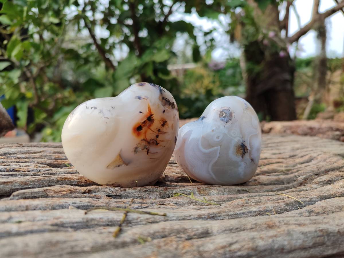 Polished Agate Hearts x 6 From Madagascar - Toprock Gemstones and Minerals 