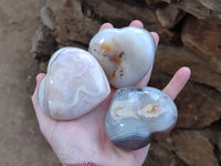 Polished Agate Hearts x 6 From Madagascar