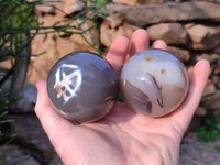 Polished Banded Agate Spheres x 6 From Madagascar