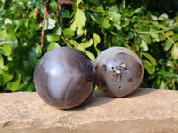Polished Banded Agate Spheres x 6 From Madagascar