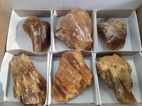 Natural Honey Aragonite Specimens x 6 From Namibia