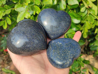 Polished Lazulite Hearts x 6 From Madagascar