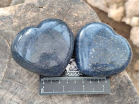 Polished Lazulite Hearts x 6 From Madagascar