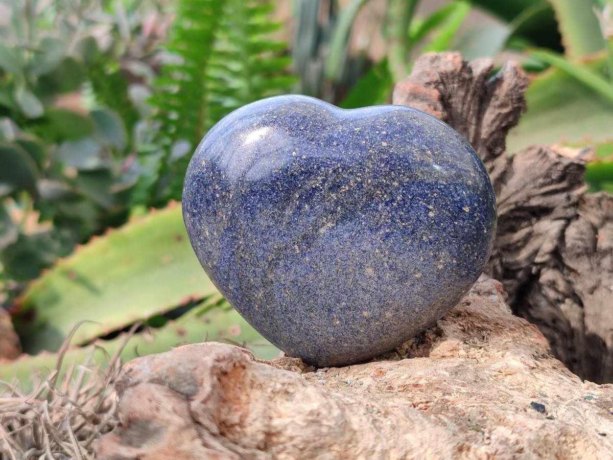 Polished Lazulite Hearts x 6 From Madagascar - Toprock Gemstones and Minerals 