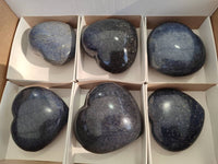 Polished Lazulite Hearts x 6 From Madagascar