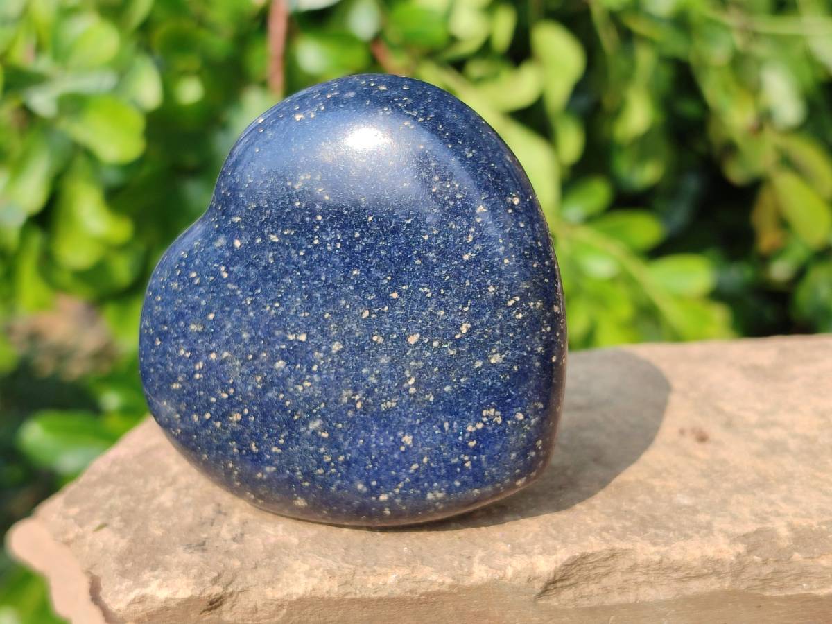 Polished Lazulite Hearts x 6 From Madagascar - Toprock Gemstones and Minerals 